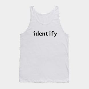 Identify Text in Black Minimal Typography Tank Top